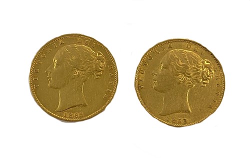 Lot 483 - Two Victorian 'Young Head Shield Back' sovereigns