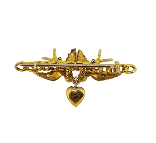 Lot 30 - A split pearl swallow brooch