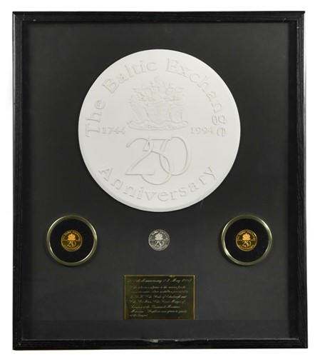 Lot 154 - The Baltic Exchange, a 250th Anniversary presentation plaster roundel, 1994