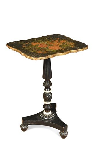 Lot 653 - A Victorian ebonised and lacquered occasional table