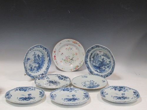 Lot 79 - Eight Chinese export plates decorated with...