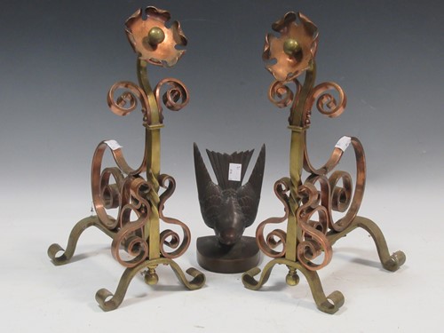 Lot 14 - A pair of Art and Crafts brass and copper...