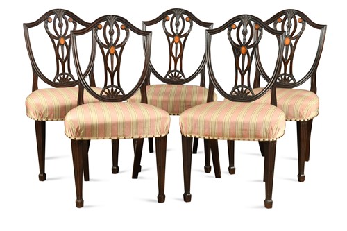 Lot 450 - A set of five George III Hepplewhite style...