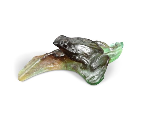 Lot 36 - A modern Daum pâte-de-verre glass model of a frog, 2006