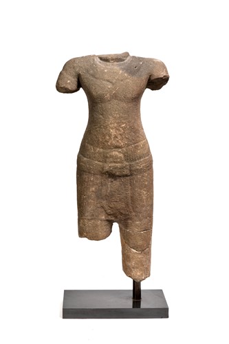 Lot 68 - A Khmer sandstone large torso of Buddha, Baphuon type, 10th/11th century or later