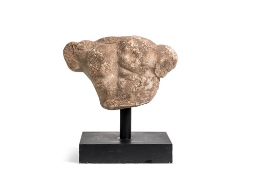 Lot 78 - A Chinese white marble fragment of a Buddhist deity, possibly Wudi, perhaps Tang Dynasty