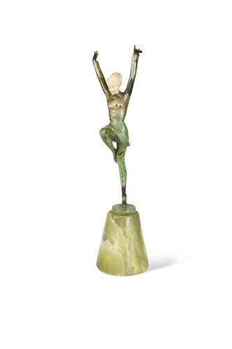 Lot 114 - Josef Lorenzl (Austrian, 1892-1950), an Art Deco painted bronze and ivory dancer
