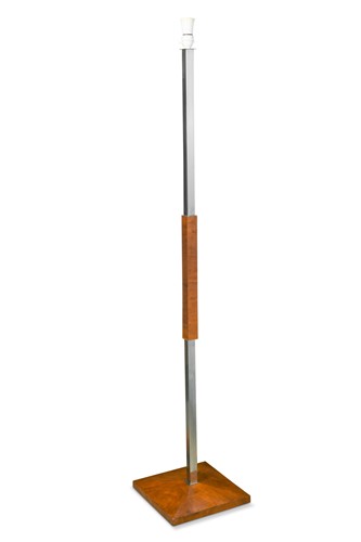 Lot 200 - An Art Deco period chrome and walnut standard lamp