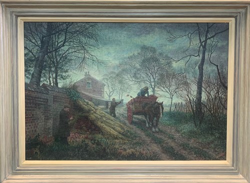 Lot 344 - Modern British School Horse and cart on a...