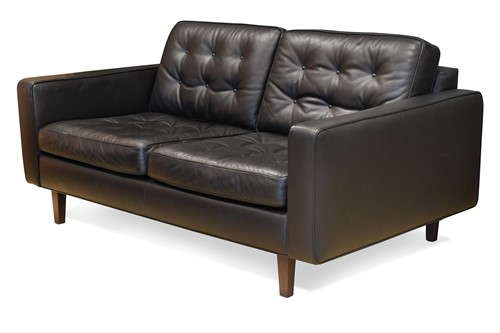 Lot 229 - Paola Navone for Contempo, a black leather Urano two-seat sofa