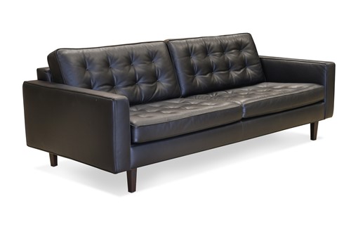 Lot 230 - Paola Navone for Contempo, a black leather Urano four-seat sofa