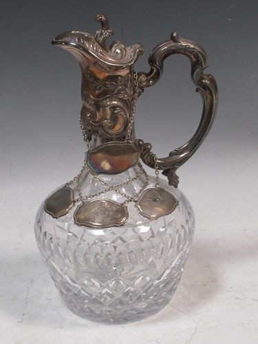 Lot 291 - A 20th century Continental cut glass wine ewer...