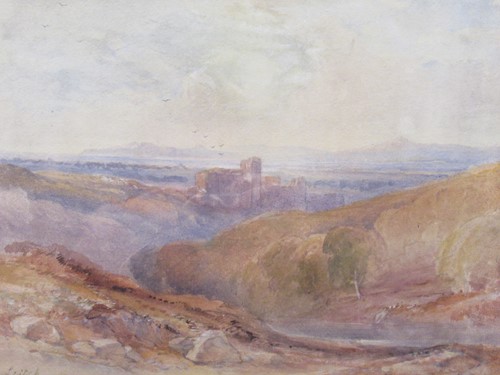 Lot 357 - W. L Leitch watercolour of a castle in a...