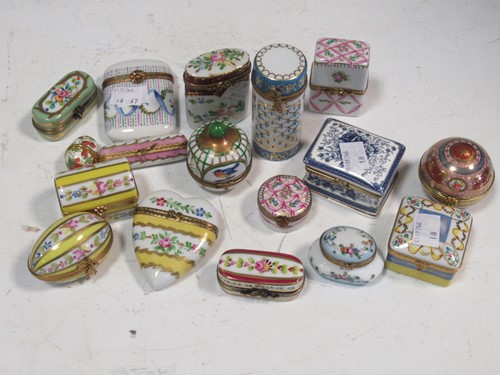 Lot 143 - Collection of seventeen small china and enamel...