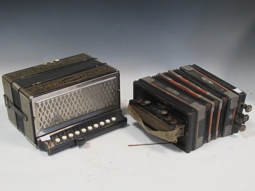Lot 63 - Two vintage squeeze boxes, one by Hohner, the...