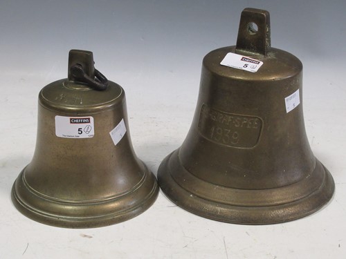 Lot 5 - Two early 20th century bells, one engraved 'PS-...