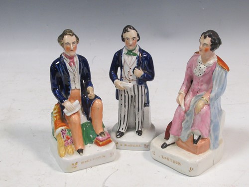 Lot 89 - Three Staffordshire figures, Lord Byron,...
