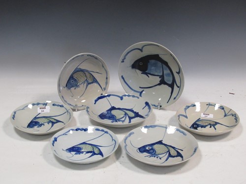 Lot 55 - A set of Chinese blue and white plates...