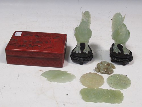 Lot 133 - Various carved jadeite pieces to include a...