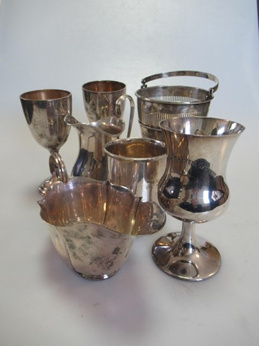 Lot 272 - A silver christening mug, 3 silver goblets, a...