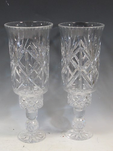 Lot 127 - A pair of glass storm lamps, a Christoffle...
