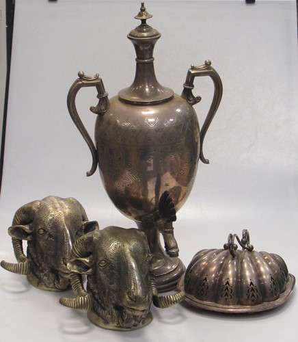 Lot 208 - A silver plated two-handled urn and cover,...