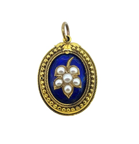 Lot 38 - An enamel and pearl memorial pendant