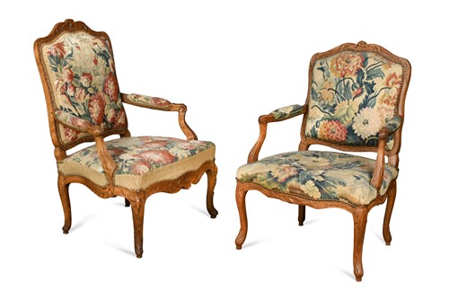 Lot 428 - A Louis XV beech frame fauteuil