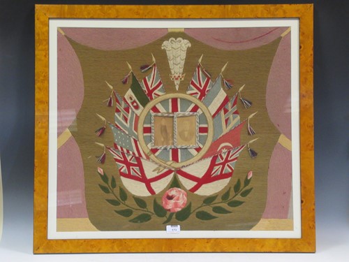 Lot 266 - A 20th century wool-work panel, the central...
