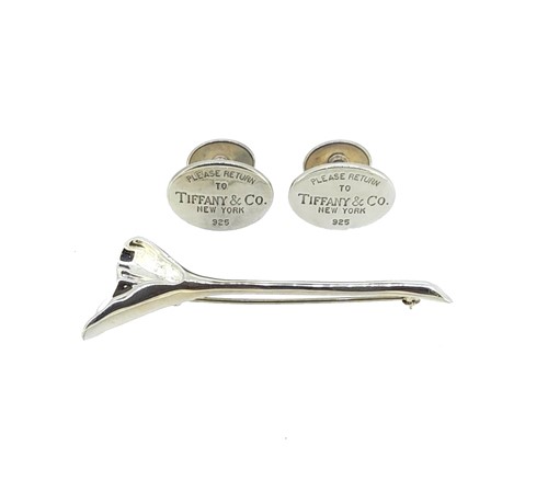Lot 6 - Tiffany & Co. - A pair of cufflinks, together with a brooch