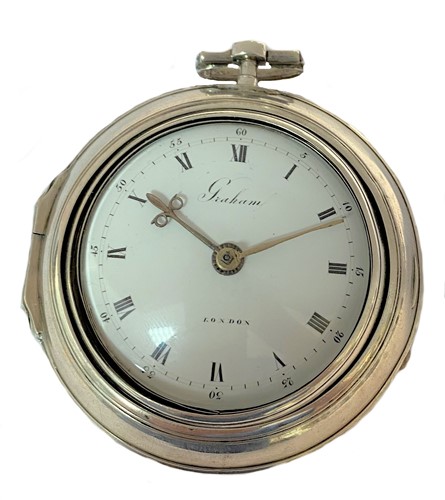 Lot 304 - Graham, London - An 18th century triple cased pocket watch