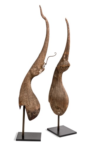 Lot 84 - A pair of Thai carved wood temple finials, 18th/19th century