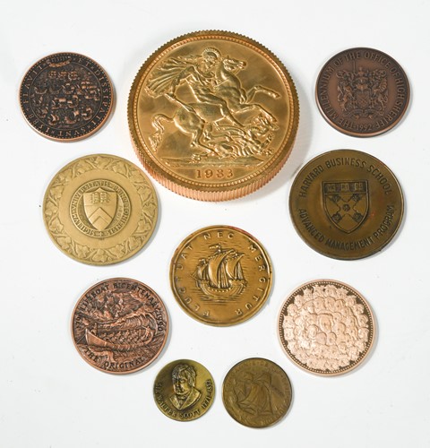 Lot 146 - Group of 9 modern commemorative bronze medals,...
