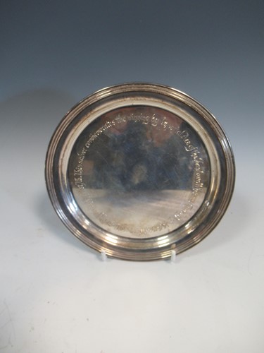 Lot 272 - A silver waiter inscribed 'This salver...