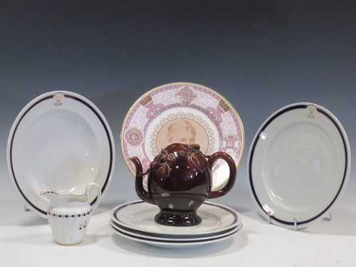 Lot 120 - A Brameld treacle glazed cadogan teapot, five...