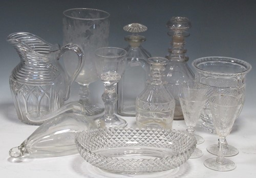 Lot 15 - Various cut glass decanters and other glass...