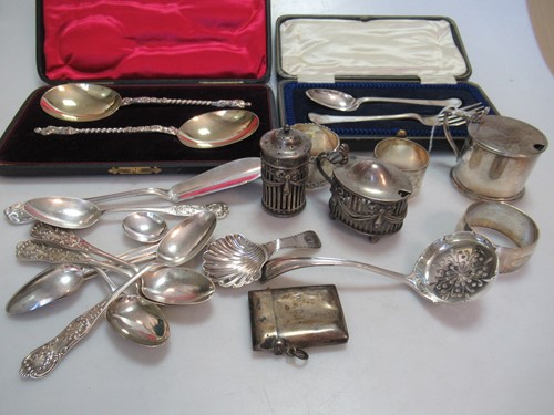 Lot 180 - A collection of silver, mainly flatware,...