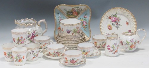 Lot 14 - Items of Dresden porcelain to include cups,...