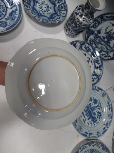 Lot 9 - Ten Chinese blue and white plates, mainly 18th...