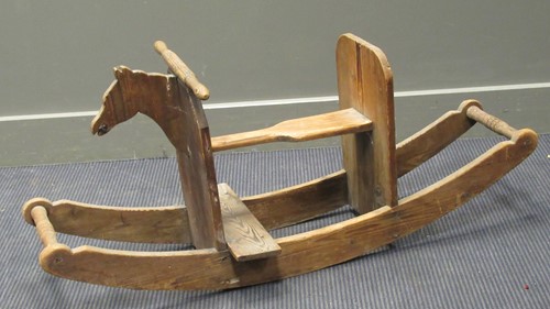 Lot 298 - A Victorian pine rocking horse, 48 x 113 x 38cm