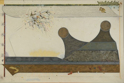 Lot 244 - Kent Jones abstract forms oil and mixed media...