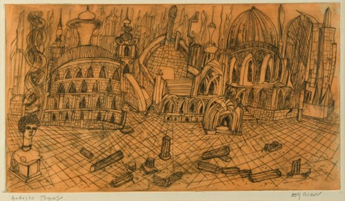 Lot 266 - Dolf Rieser, Fantasy townscape, signed (lower...