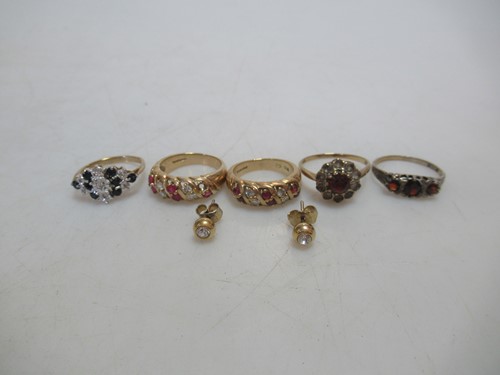 Lot 163 - Two hallmarked 9ct gold ruby and diamond rings,...