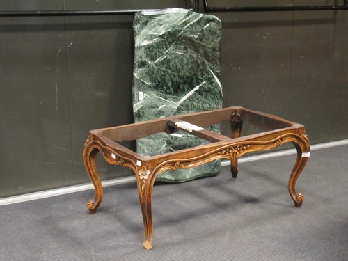 Lot 381 - A Louis XV style marble topped beech coffee...