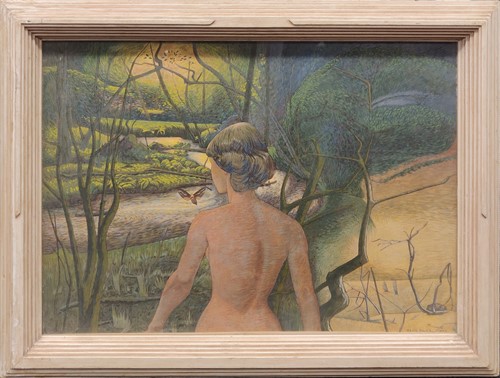 Lot 249 - Brian Chugg A female figure by a meandering...