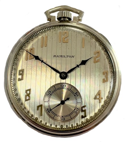 Lot 323 - Hamilton, Lancaster, Pa. - An American 14ct gold open faced dress pocket watch
