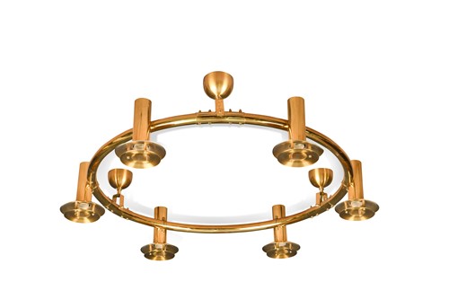 Lot 471 - Attributed to Holger Johansson for Westal, a brass ceiling light