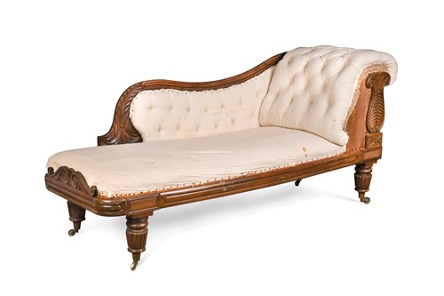 Lot 539 - A mahogany framed chaise longue in the manner of Gillows, 19th century