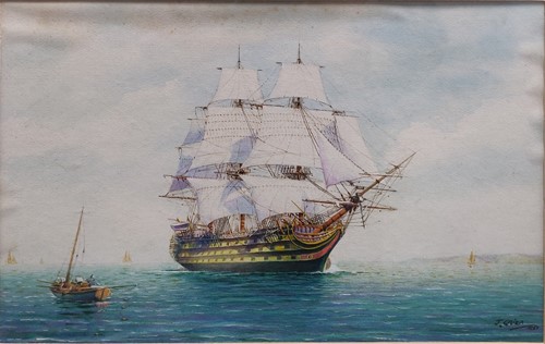 Lot 374 - J. Grier Sailing ship at sea signed and dated '...