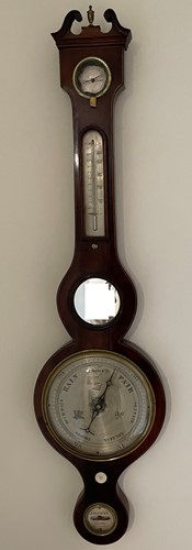 Lot 142 - A 19th century banjo barometer, with silvered...